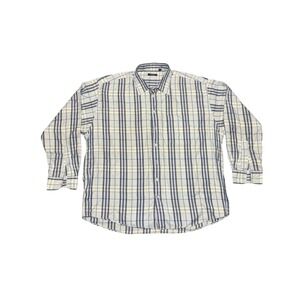 Burberry London Mens XXL Blue Nova Check Cotton Button Down Shirt Made in USA